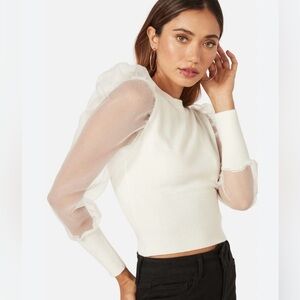 Idem Ditto Cream Puff Sleeve Crop Top size small